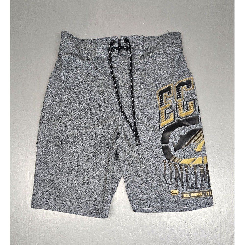 Ecko UNLTD Board Shorts Mens Small Gray Y2K‎ Surfing Swim Trunks Beach Vacation